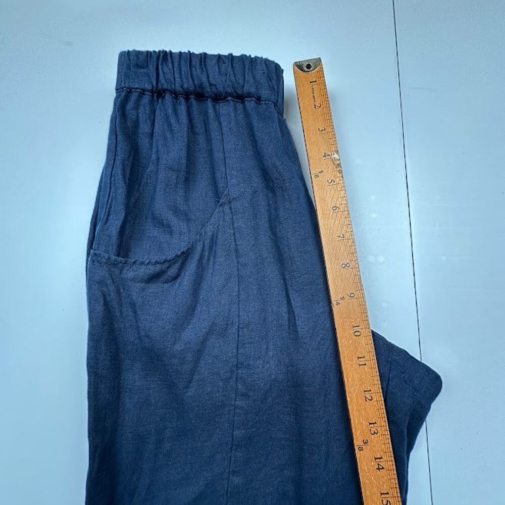 Quince Pants Women Small Navy European Linen Tapered Ankle Resort Coastal Preppy - Picture 12 of 14
